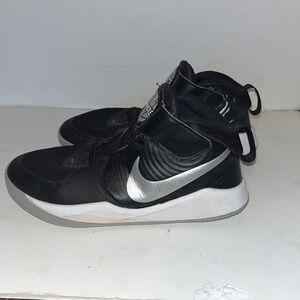 Black and Silver Nike Team Hustle High-Top Sneakers
